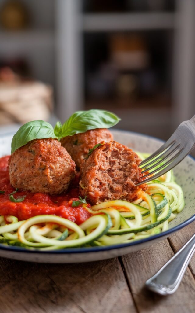 Image of Keto Meatballs with Zucchini Noodles